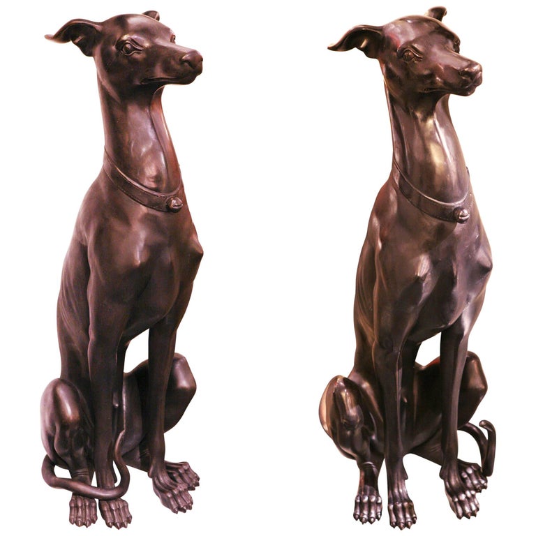 Greyhound Sculpture Set of Two in Solid Bronze at 1stDibs