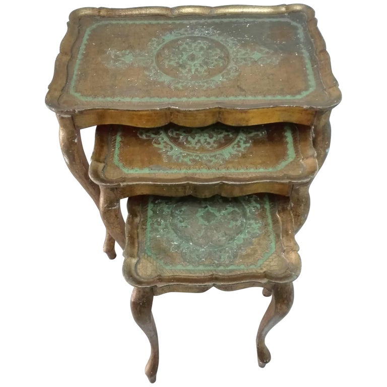 20th Century Set of Venetian Style Wooden Stacking Tables with