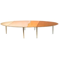 Oval Opaline Glass Italian Coffee Table, 1970s