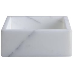 Squared White Carrara Marble Guest Towel Tray