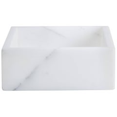 Squared White Carrara Marble Cotton Box