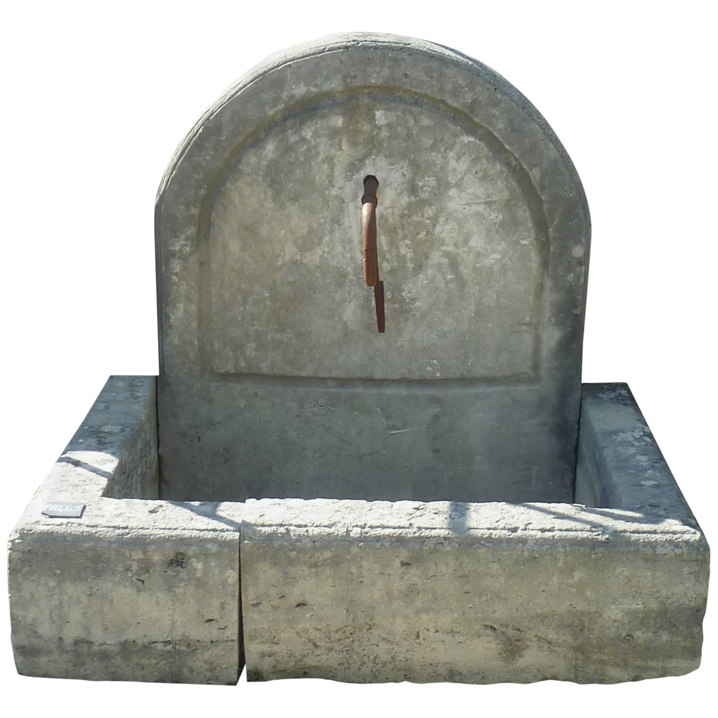 Rustic Wall Fountain for Garden in Aged and Patinated Natural Stone, Provence For Sale