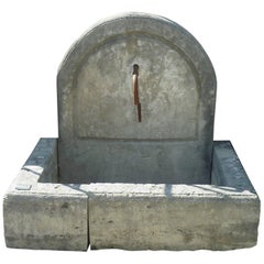 Rustic Wall Fountain for Garden in Aged and Patinated Natural Stone, Provence