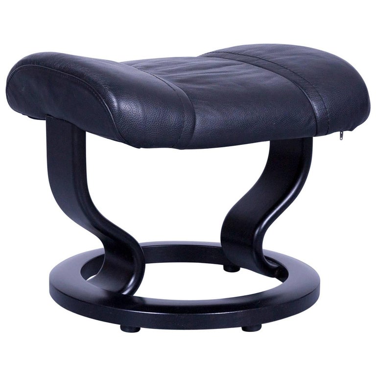 Ekornes Stressless Wing Footstool Black Leather Modern Footrest