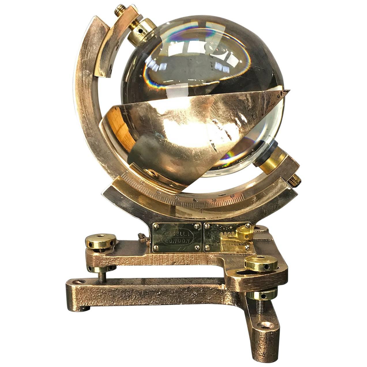 1940s Campbell Stokes British Cast Bronze, Brass and Glass Sunshine Recorder