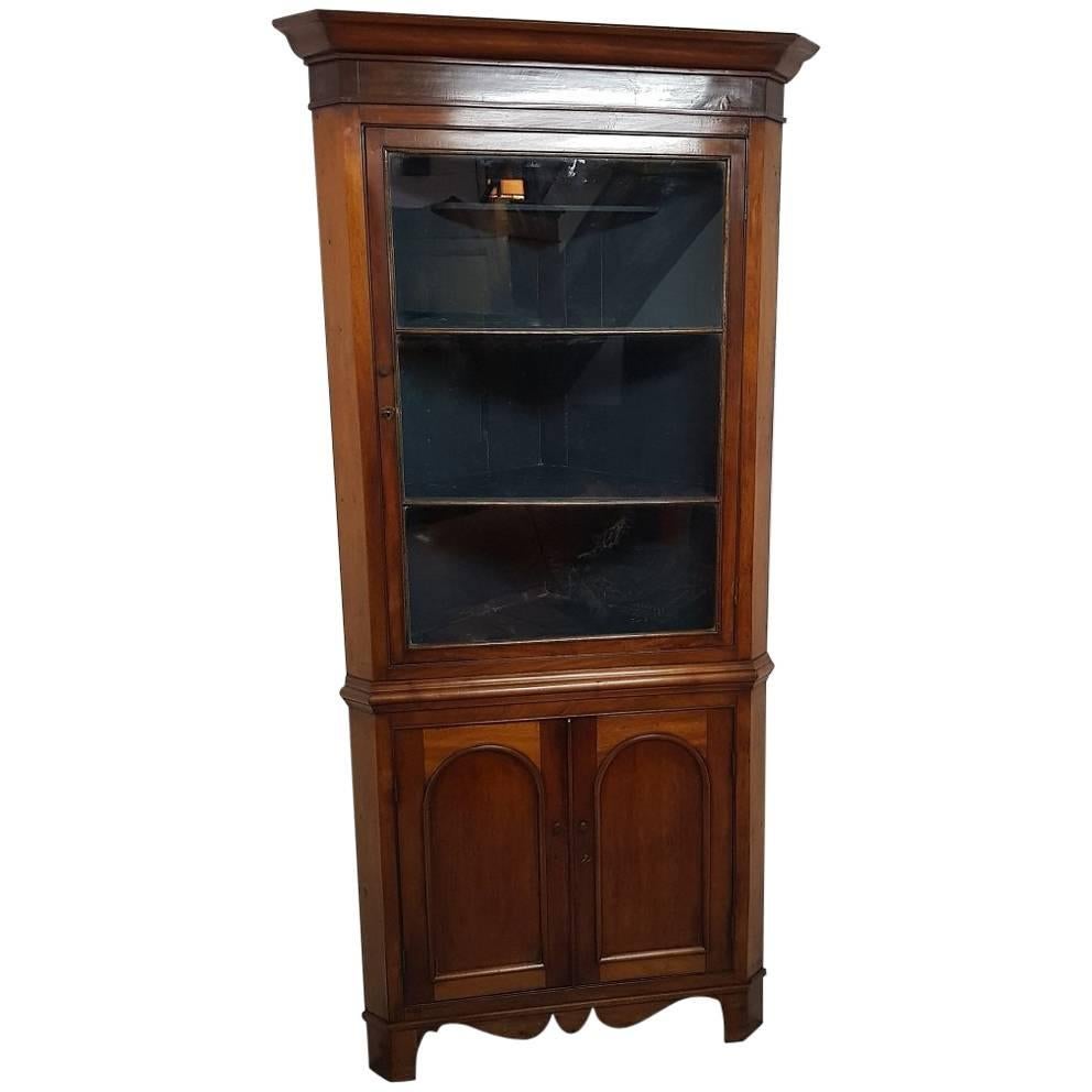 20th Century Antique Style English Corner Cupboard or Cabinet