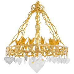 Robert Goossens, "Heart Chain" Chandelier, Gilded Bronze and Rock Crystal