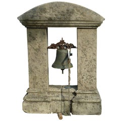 Antique Bell-Tower in Natural Limestone and Its Antique Bell in Bronze, Provence