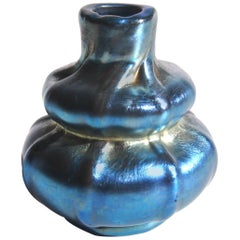 L C Tiffany Blue Miniature Favrile Glass Vase