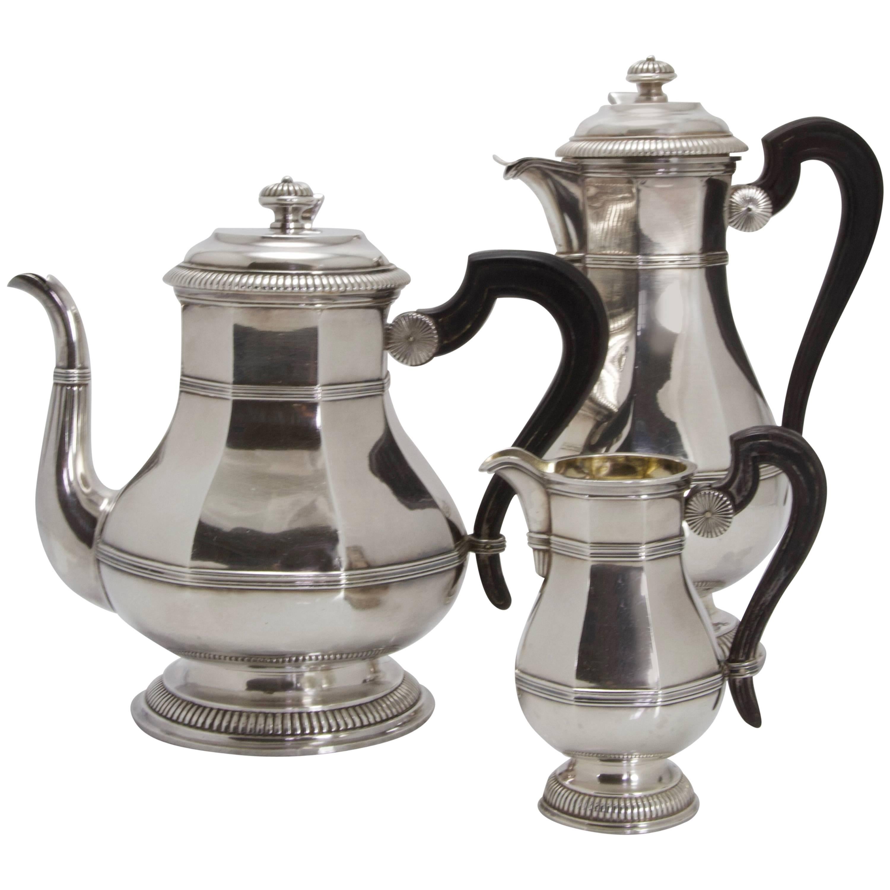 Regency Style Antique Sterling Silver Tea and Coffee Set by Cardeilhac For Sale