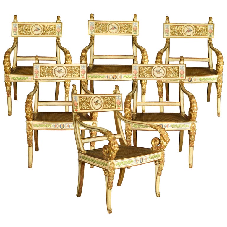 Furniture Set, Wood Carved, Painted and Gilded, Possibly Spain, 19th