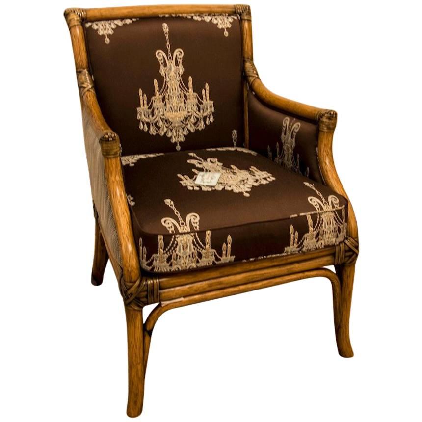 Wicker Armchair Upholstered Fabric, Italy
