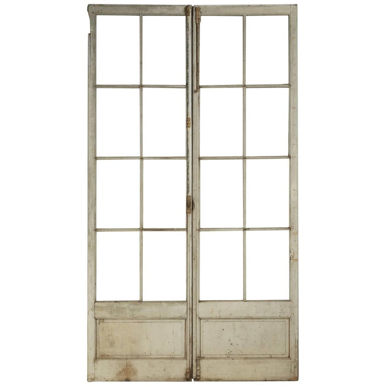 Antique Pair Of French Doors In Original Paint Unrestored For