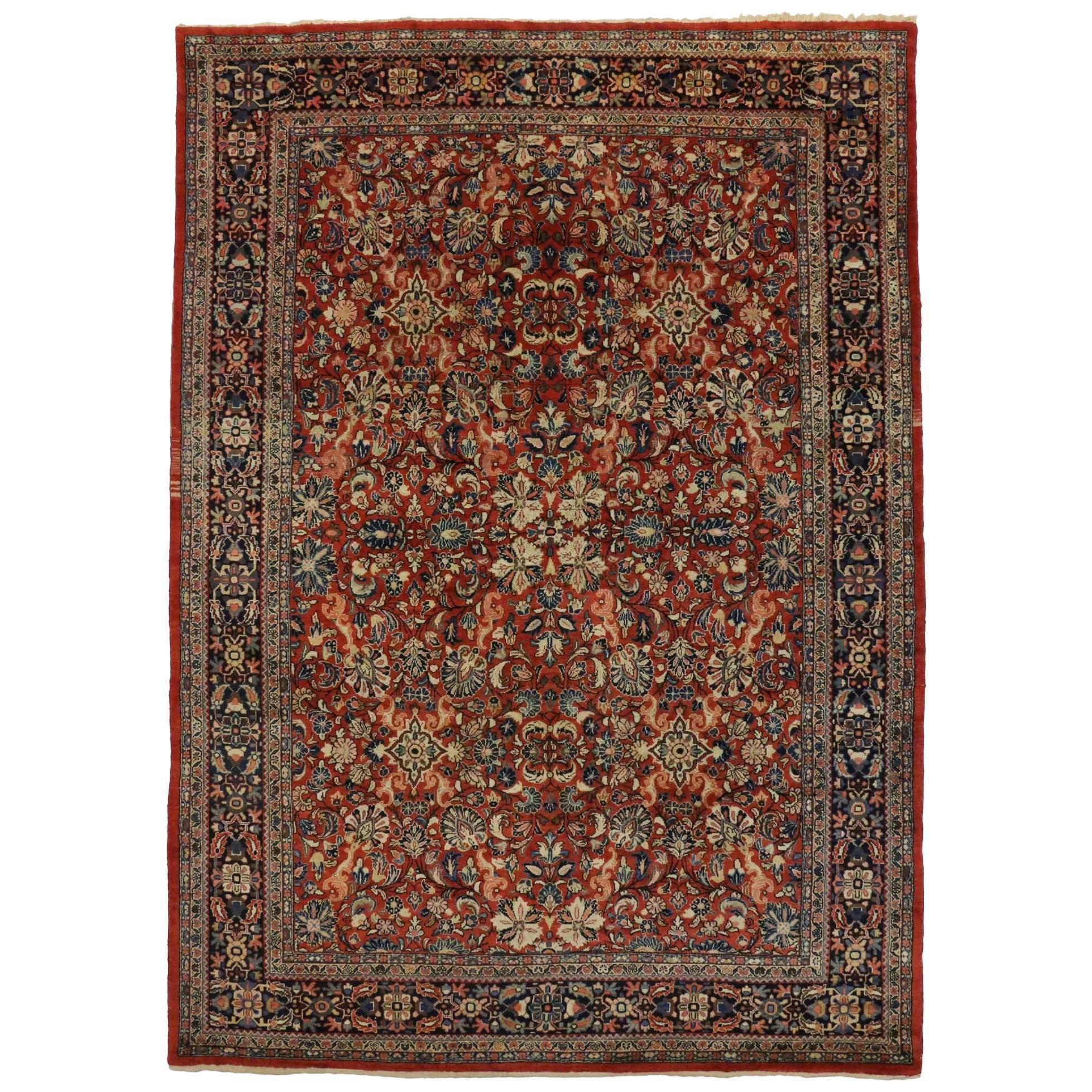 Antique Persian Mahal Rug with Traditional Federal and American Colonial Style