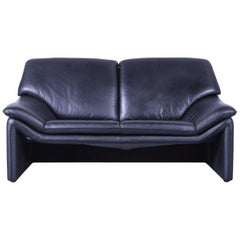 Laauser Atlanta Designer Sofa Leather Black Two-Seat Couch