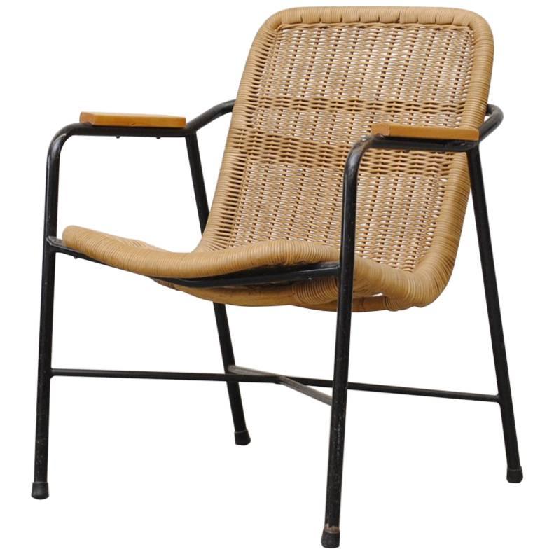 Dirk Van Sliedregt Rattan Lounge Chair with Arm Rests