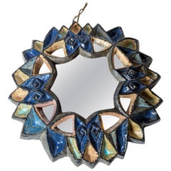 Les “Cyclades” a Uzes Ceramic Mirror by Roland Zobel, France, circa 1960s