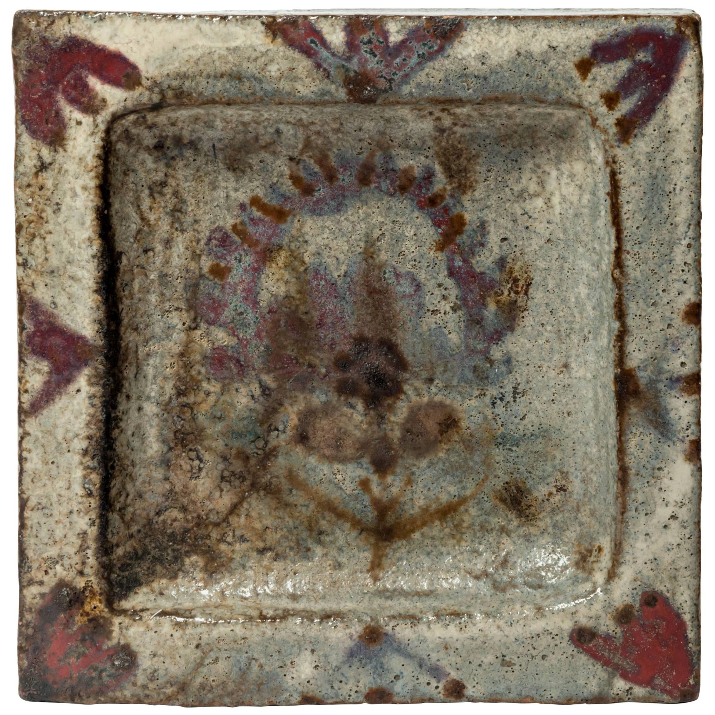 Ceramic Tray with Hand-Painted Floral Motif by Gustave Reynaud