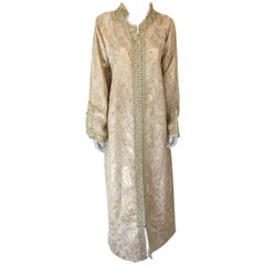 Marokkanischer Metallic-Goldbrokat-Kaftan, Maxikleid-Kaftan aus Marokko, Afrika