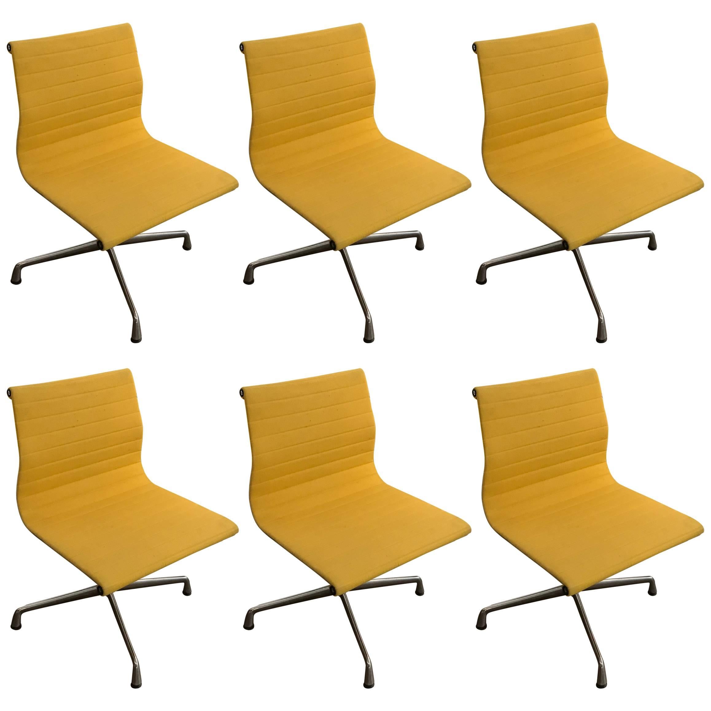 Charles & Ray Eames Yellow Ea101 Chairs for Vitra, 1968, Set of Six
