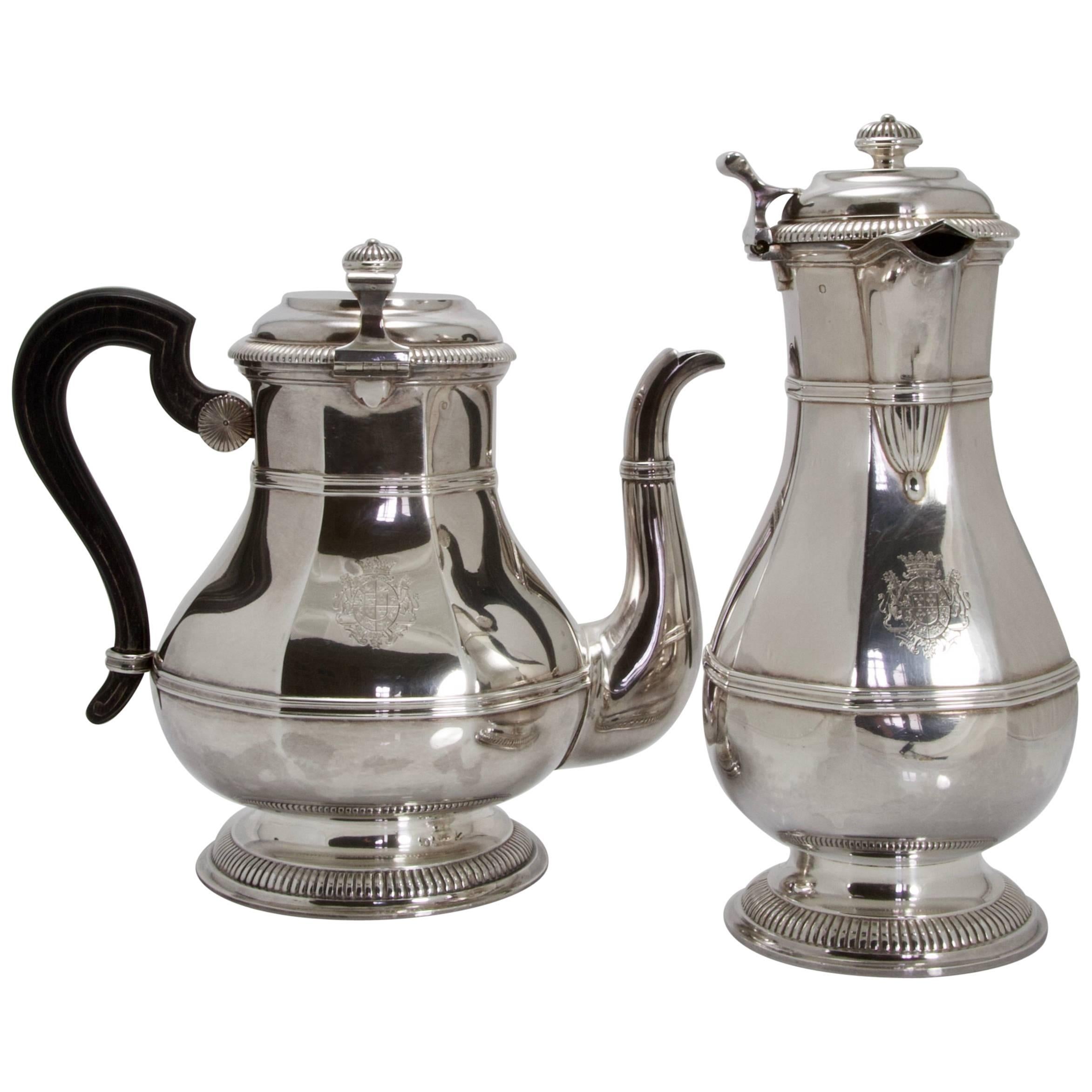 Antique Regency Style Silver Sterling Tea and Coffee Pot by Cardeilhac of Paris For Sale