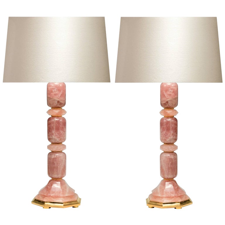 Pair of Modern Rose Rock Crystal Quartz Table Lamps For Sale at 1stDibs |  rose quartz table lamp, rock crystal lamps