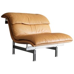 Giovanni Offredi Onda Lounge Chair in Original Leather for Saporiti Italia