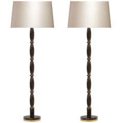 Pair of Modern Dark Rock Crystal Quartz Floor Lamps