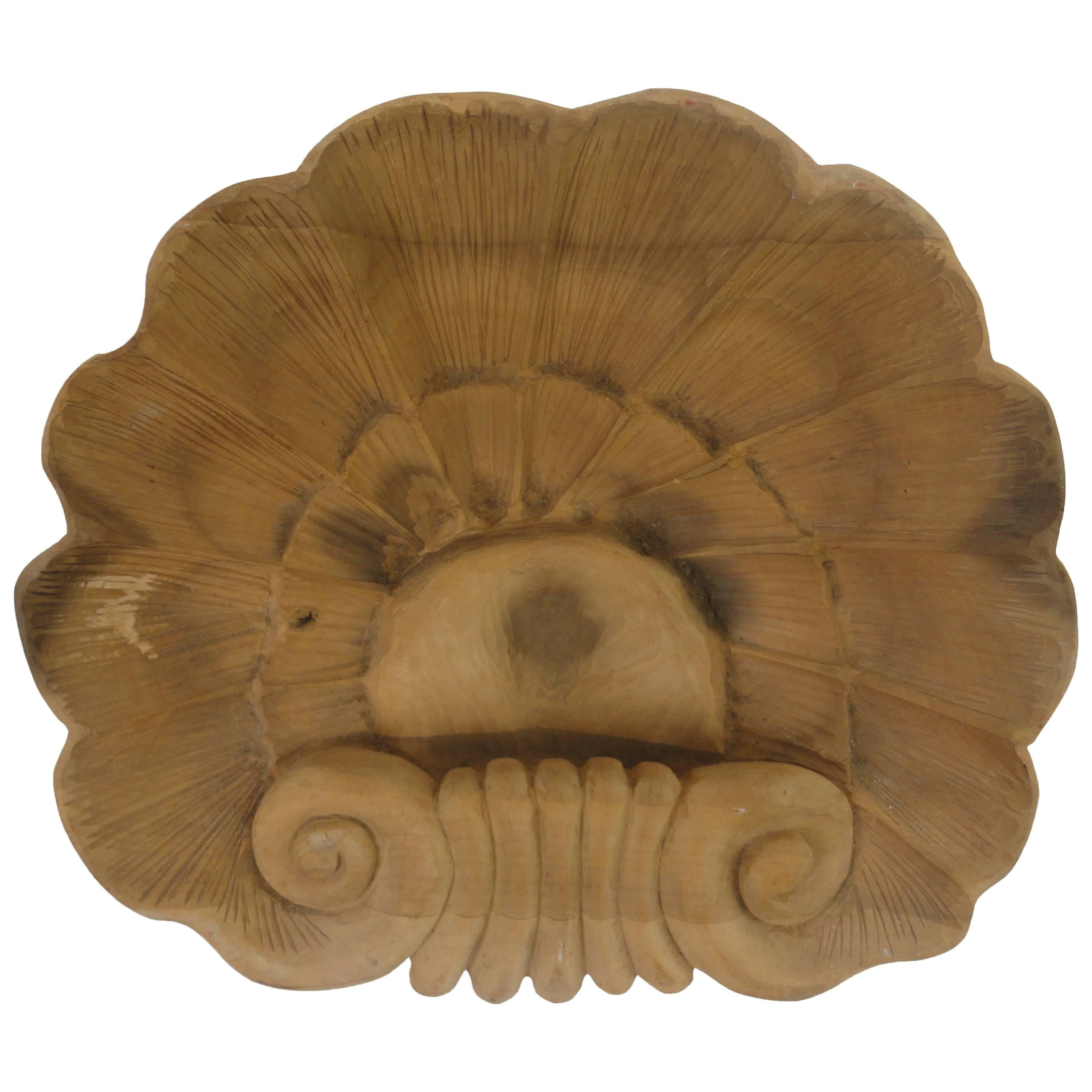 Hand-Carved Wood Shell For Sale
