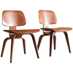 1940s Dark Brown Walnut DCW Chair by Charles & Ray Eames