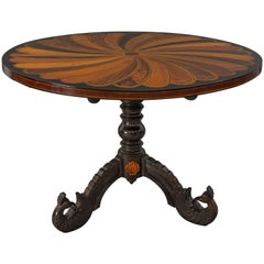 Early 19th Century Sinhalese Ebony and Specimen Wood Center Table