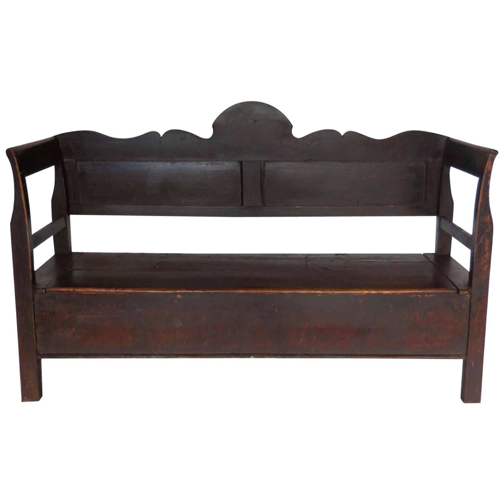19th Century Northern European Bench with Lift Top Seat Storage