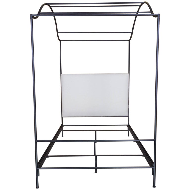 Tara Shaw Maison Curved Canopy Bed with Belgian Linen Headboard, Queen For Sale at 1stdibs