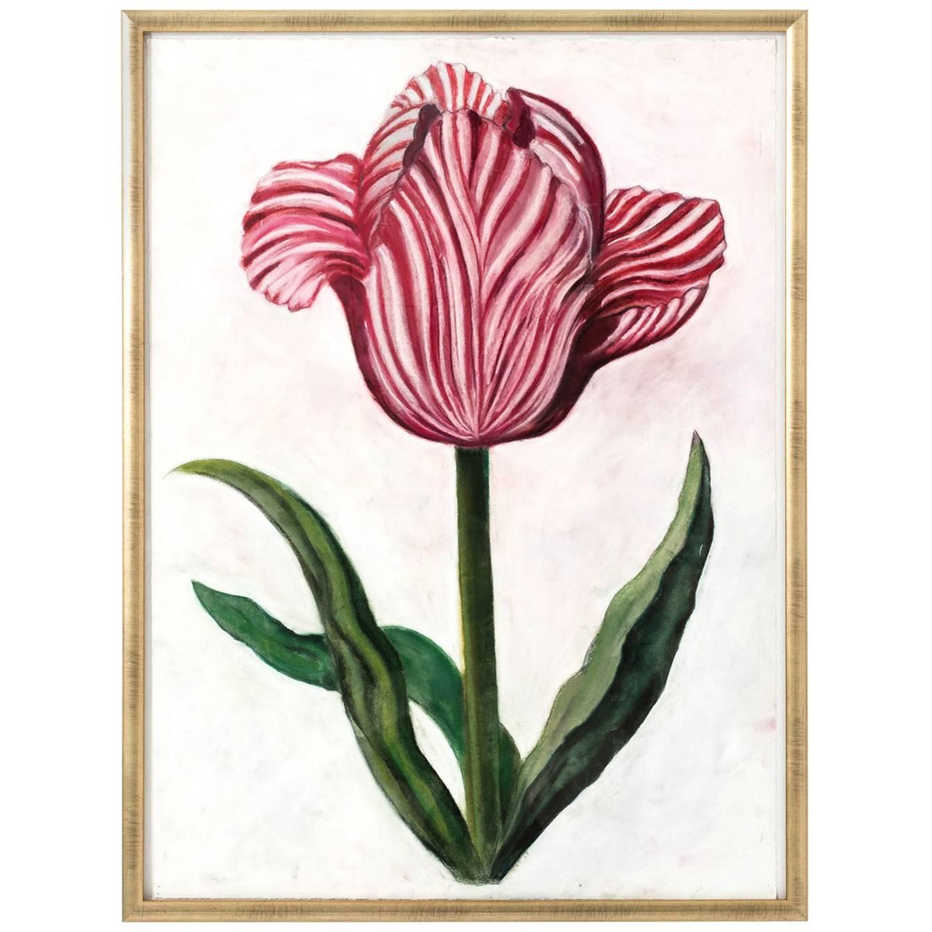 Pink Flower Pastel on Paper by Marianne Stikas For Sale