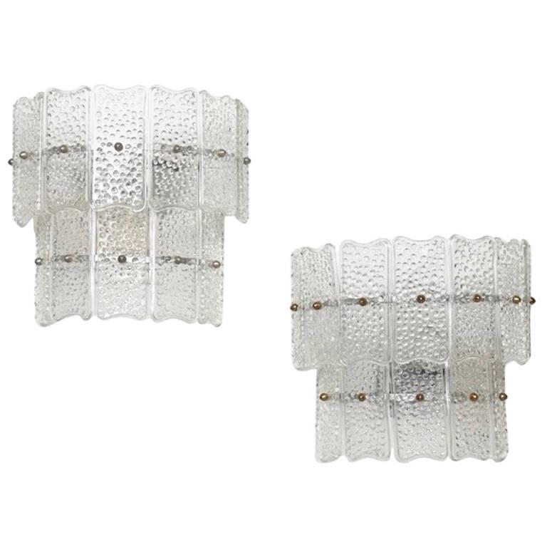 Pair of Italian Murano Glass Wall Lamps from circa 1960