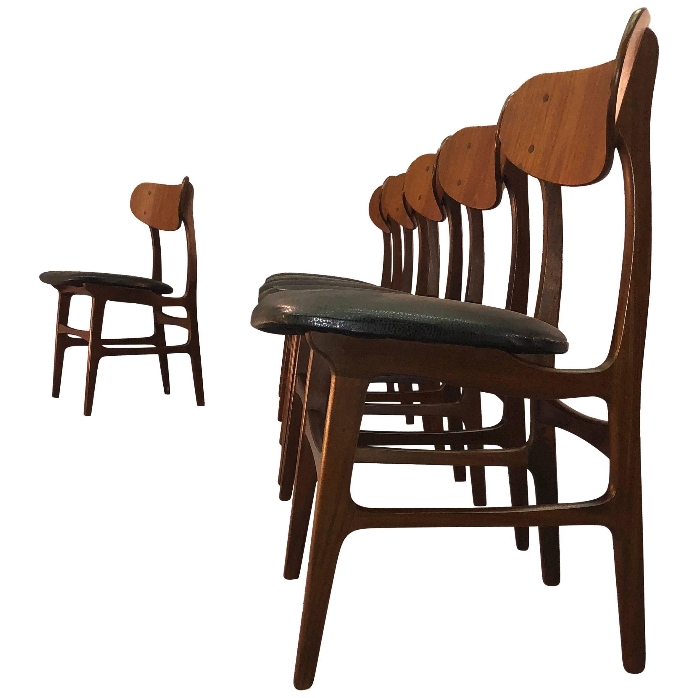 Danish Teak Round Back Dining Chairs Attributed to Johannes Anderson, Set of Six For Sale