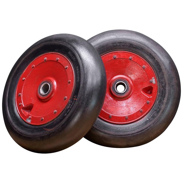 Pair of Vintage World War ii Bomber Plane Balloon Tires Prop Accent