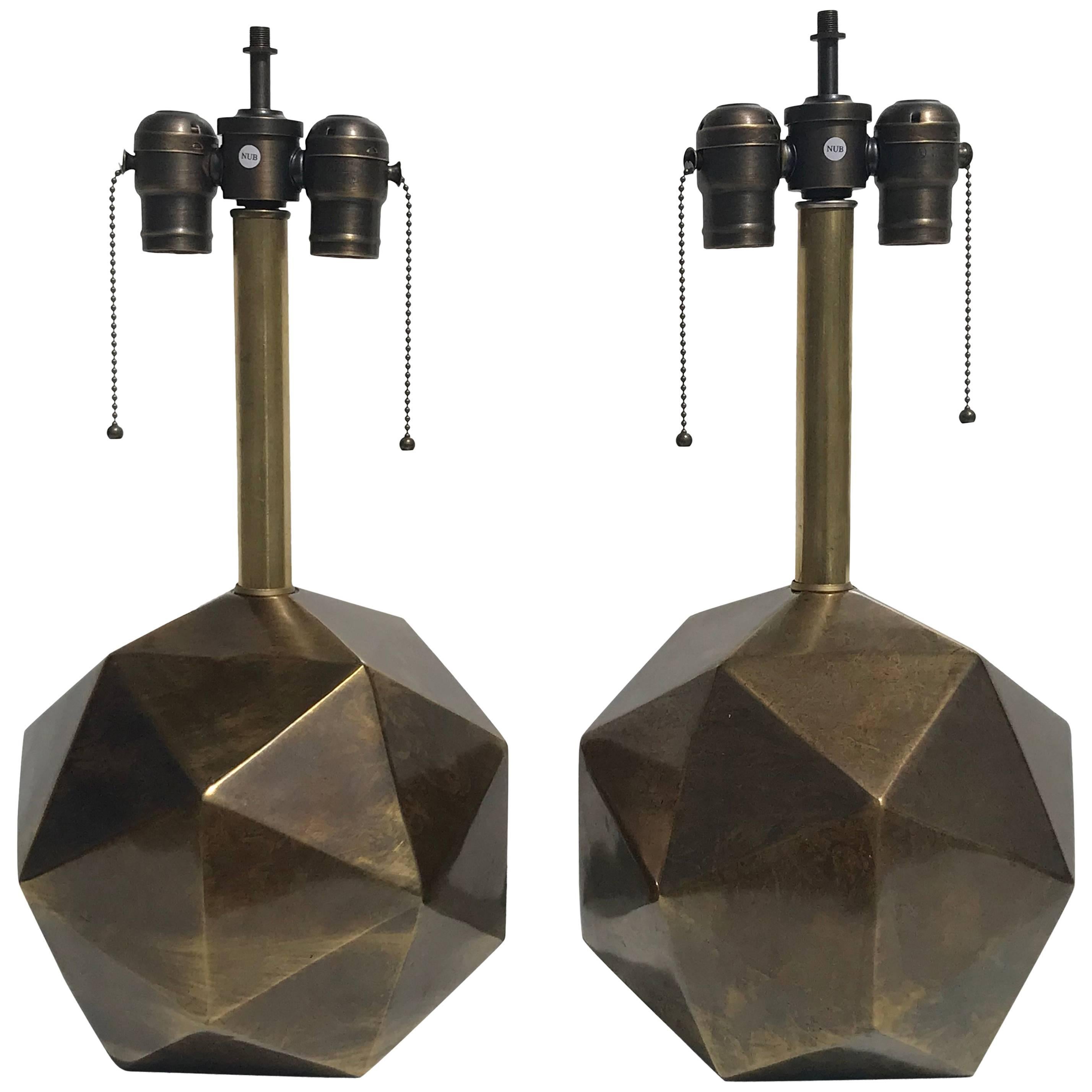 Pair of Westwood Geometric Faceted Lamps