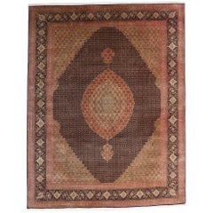 Tapis persan vintage Tabriz à motif de poisson Mahi avec style traditionnel