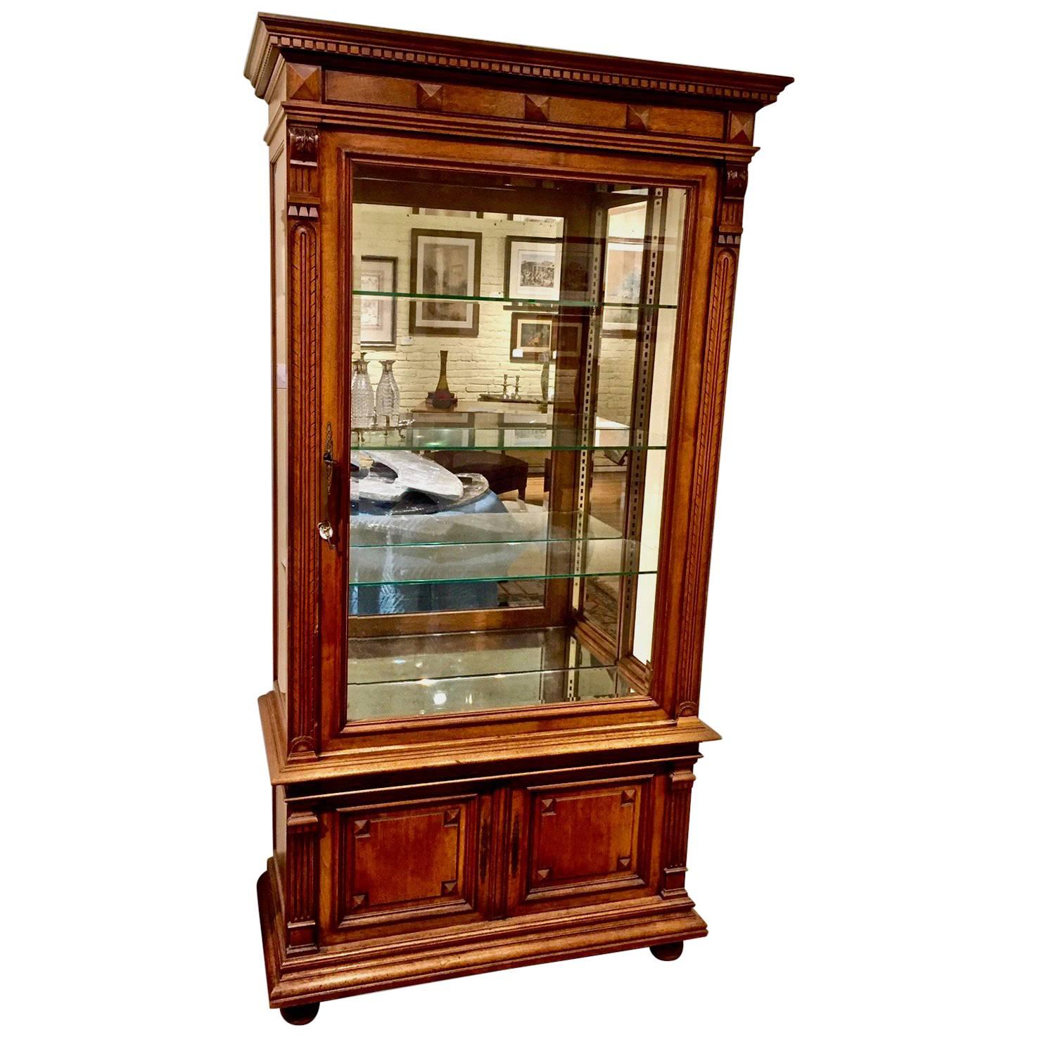 Fine Quality French Neoclassical Style Walnut Showcase