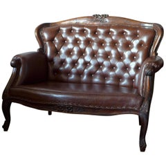 19th Century Victorian Carved Rosewood Settee