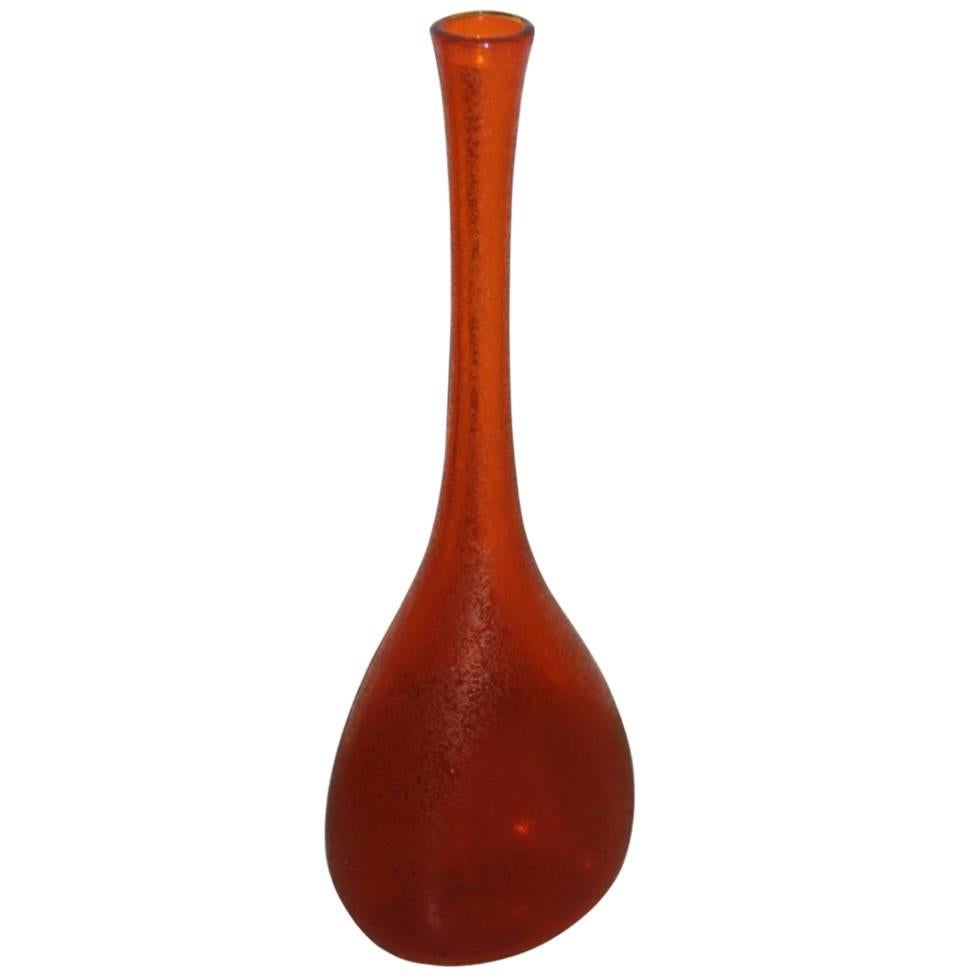 Vase Bottle Flavio Poli for Seguso Design 1960s Murano Art Glass Corroso Model