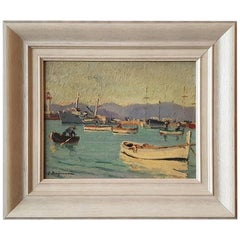 French Painter Jehan Berjonneau Port of Saint Raphaël, 1940s