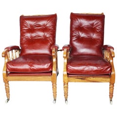 Vintage Pair of Arts & Crafts Reclining Armchairs