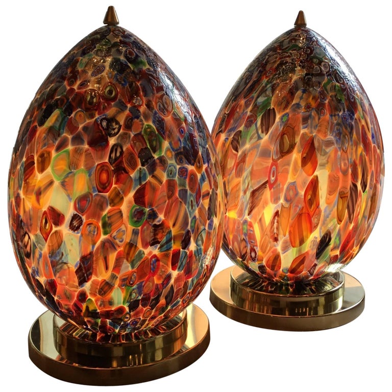 Vintage Murano Bullicante Glass Table Lamp at 1stdibs