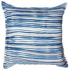 Sea Stripe on Oyster Cotton Linen Pillow