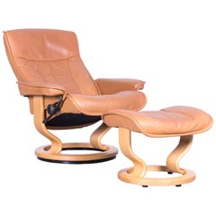 Ekornes Stressless President S Ensemble fauteuil et pouf en cuir brun Recliner