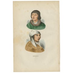 Antique Print of Natives from Kamchatka by H. Berghaus, 1855