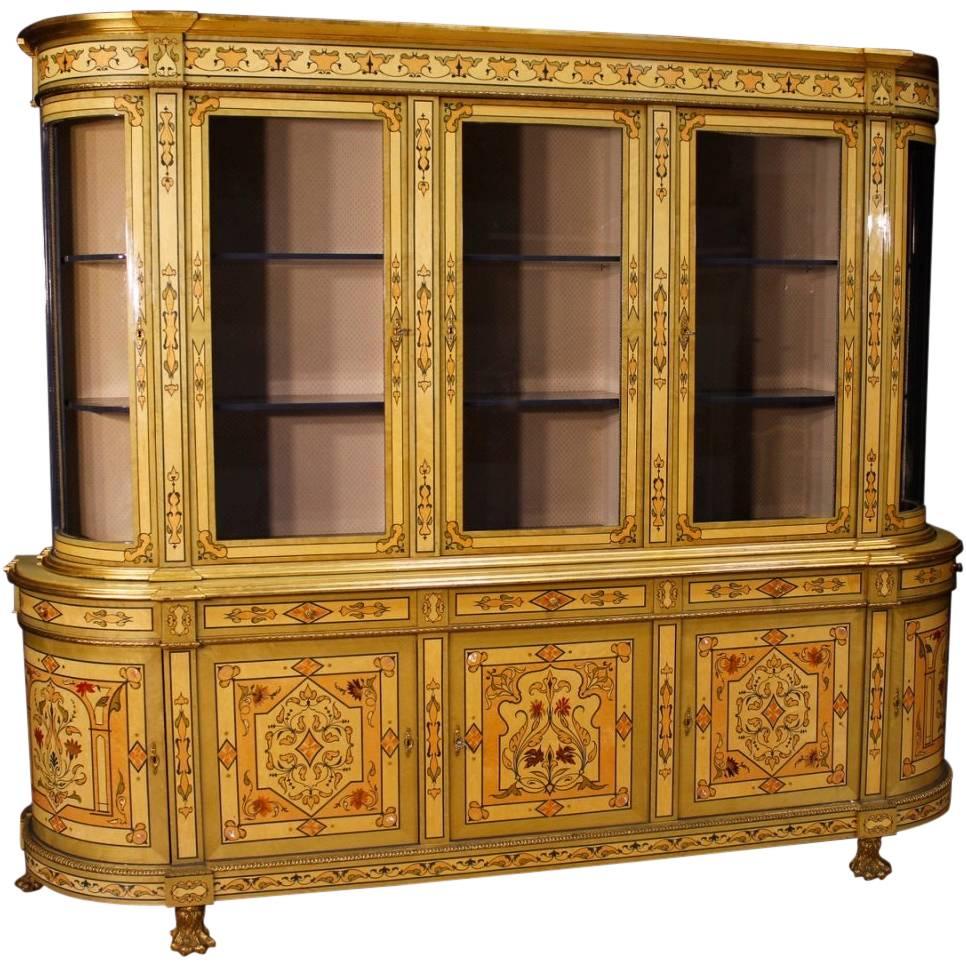 French Bookcase in Inlaid Wood with Gilt Bronzes from 20th Century