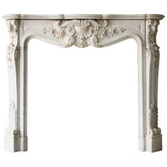 Rare Antique Marble Fireplace in Statuario Carrara Marble